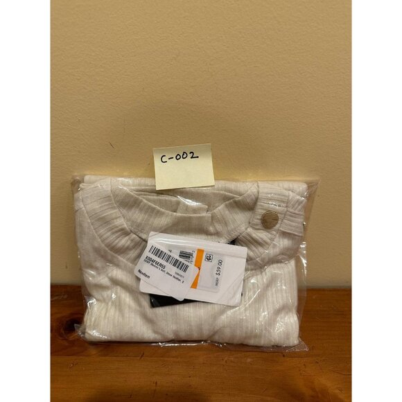 DKNY Women's Knitted Top Suit Shoulder Button Short Sleeves Stone Heather Size S - Picture 2 of 2